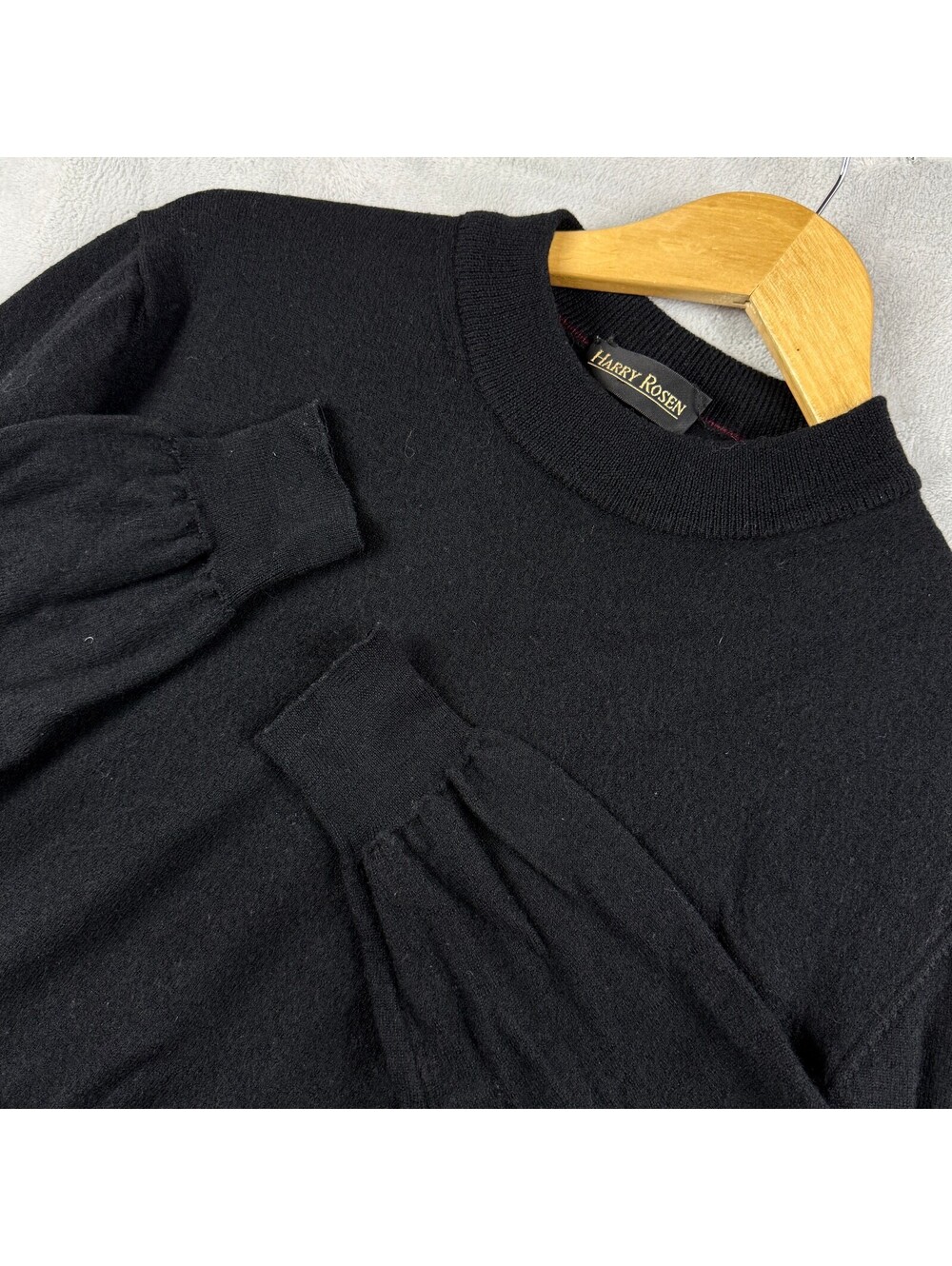 Harry Rosen Men's 100% Merino Wool Crew Neck Sweater Black Made in Italy Fit S